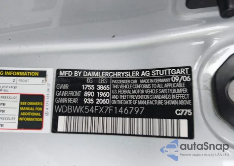 2007 Mercedes-Benz Slk 280 z USA, uszkodzony, nr VIN WDBWK54FX7F146797